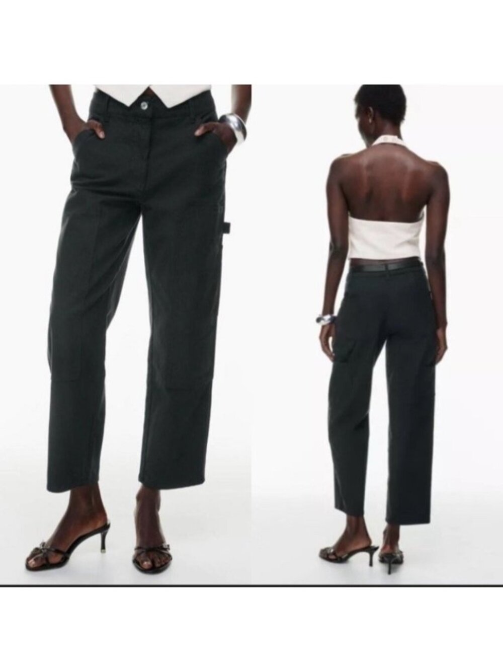 Aritzia Wilfred Free Brennan Womens Size 2 Black Cargo Carpenter Utility Pants - Picture 1 of 16